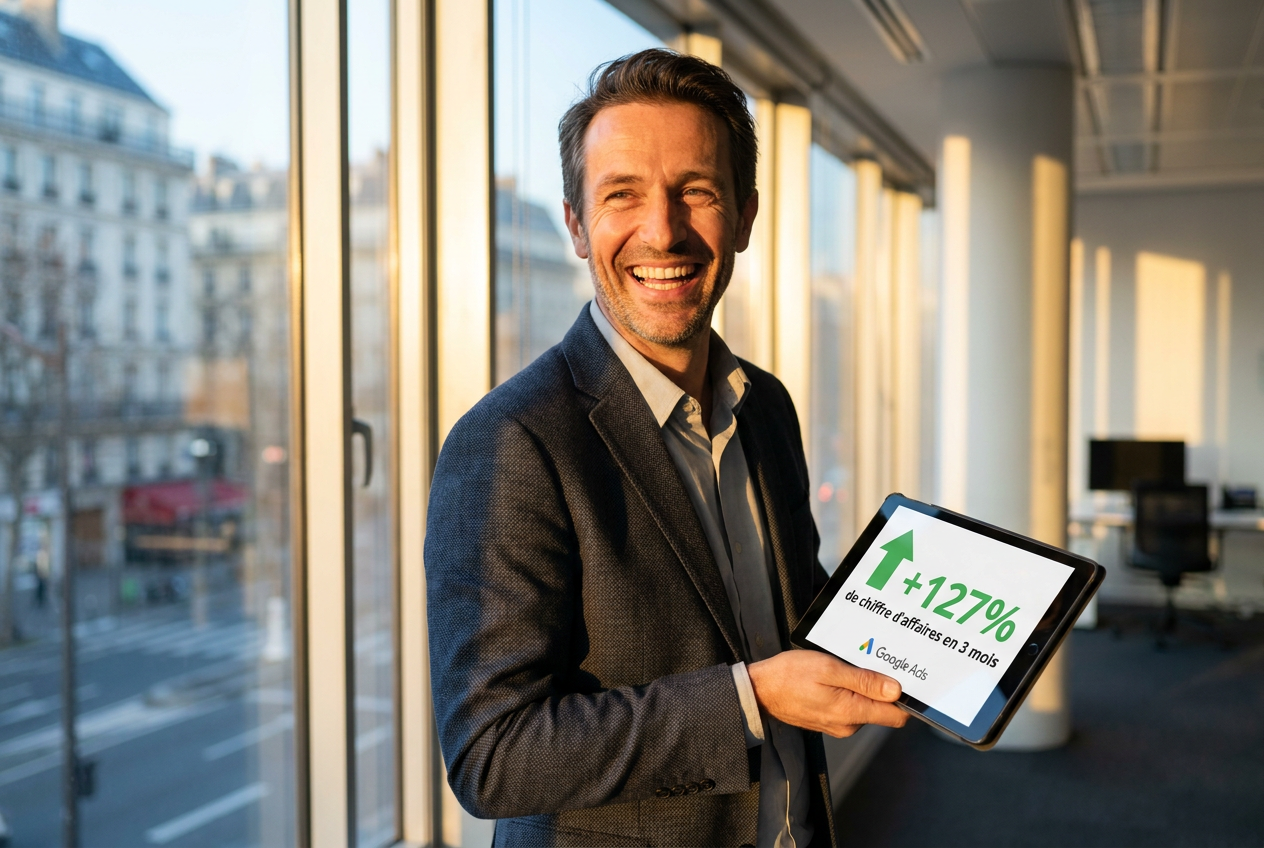 Client satisfait des résultats Google Ads