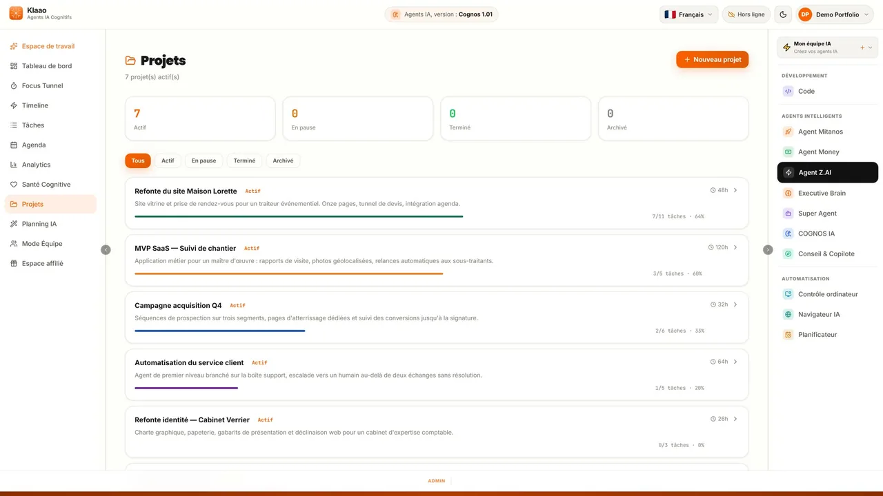 Associé technique iraao : interface d'un SaaS construit par l'atelier