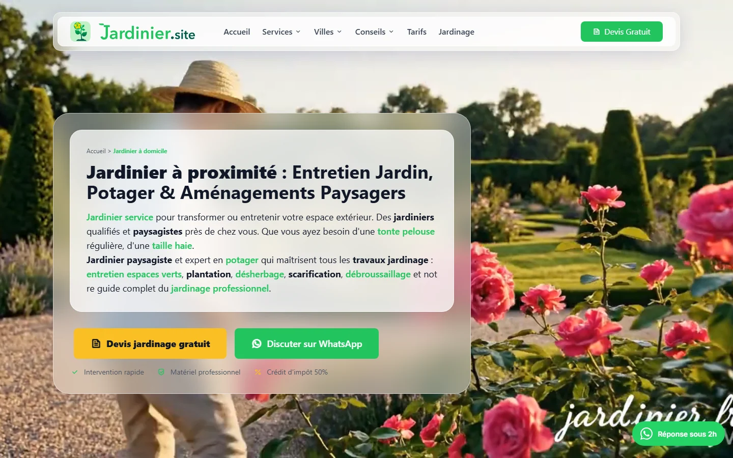 Jardinier.site, site vitrine d'un jardinier paysagiste réalisé par le studio LASDA.SITE