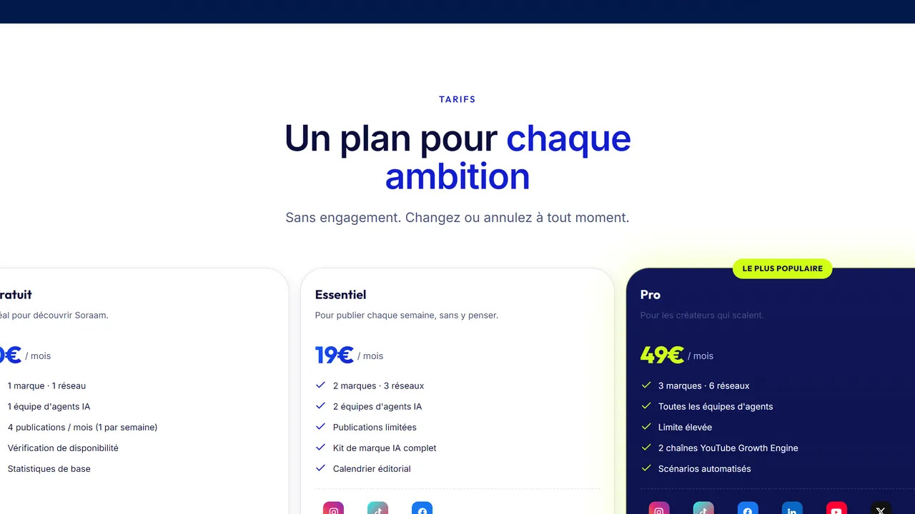 Soraam : la grille des abonnements mensuels