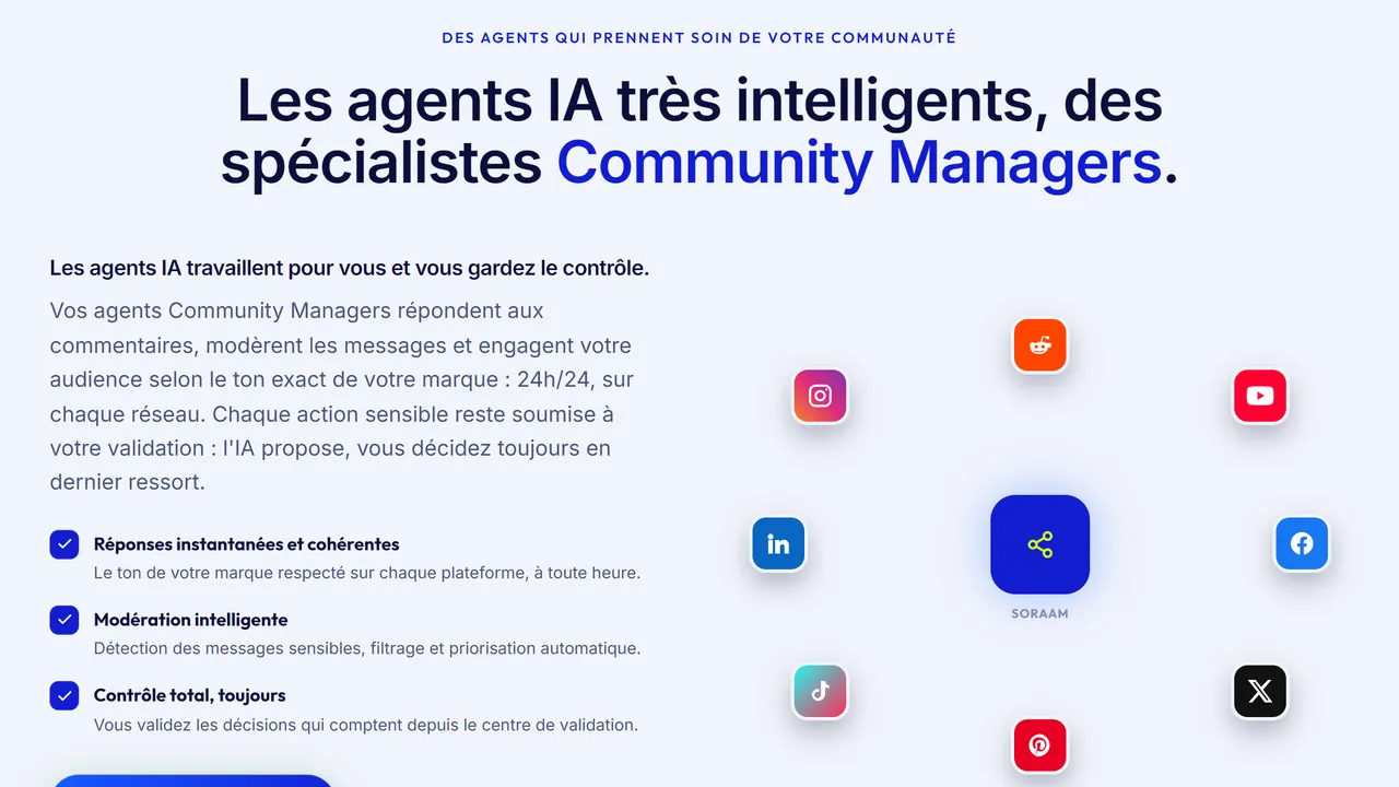 Soraam : les agents IA qui gèrent la communauté sur chaque réseau