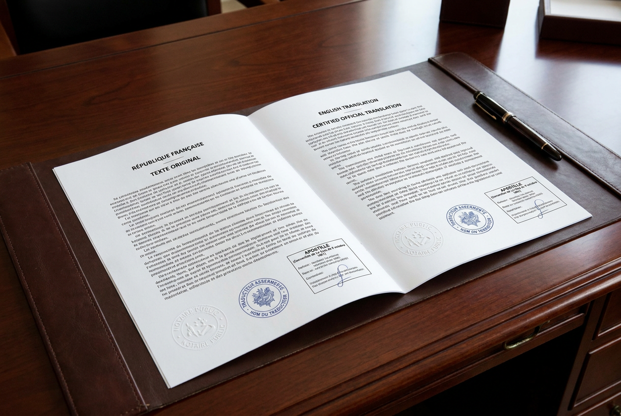 Document officiel en cours de traduction assermentée
