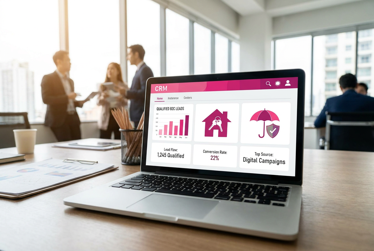 Génération leads B2C immobilier assurance
